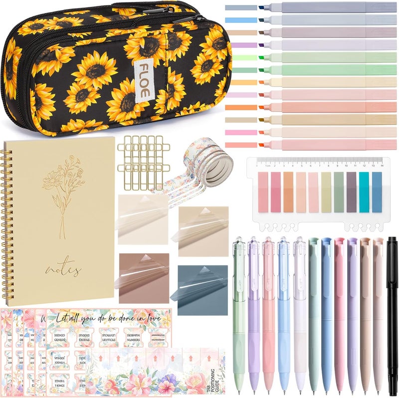 FLOE Bible Study Supplies Journaling Kit for Women, Valentines Day Christian Gifts for Women Her, Bible Study Tool w/Pastel Highlighter and Pen No Bleed, Pencil Case Notebook Annotation Kit Accessories Set - Image 1